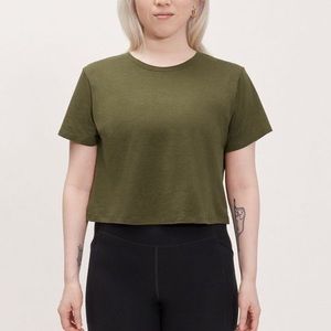 girlfriend collective cupro crop tee fern gia L